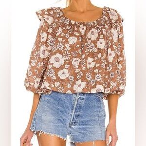 Free People Miss Daisy Printed Top in Vintage Combo